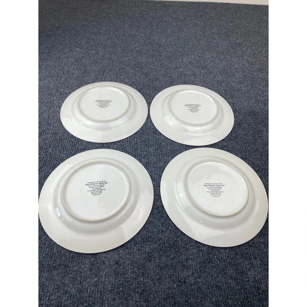 Warren Kimble Brandon House Country Quartet Rooster Stoneware Plates Set 4 8.25